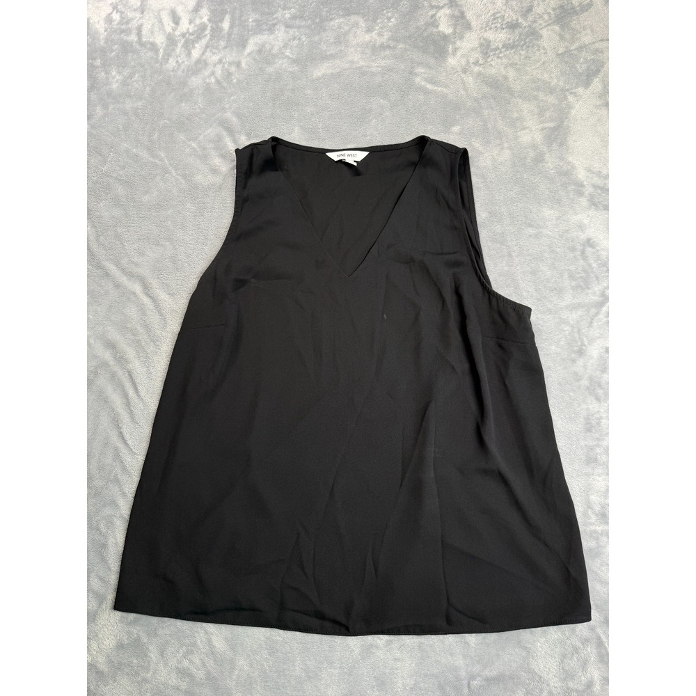 Nine West Tank Top Womens Large Black V Neck Classic Sleeveless Summer Wear